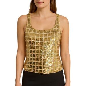 NWT MODA INTERNATIONAL Women’s Gold Sequin 100% Silk Top